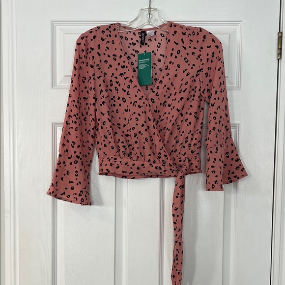 H&M Pink Animal Print Wrap Blouse - Picture 1 of 4